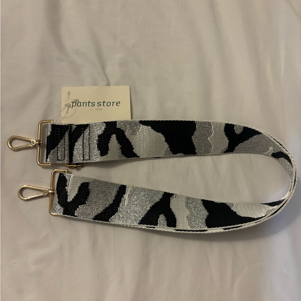 Camouflage black and silver bag Strap with Gold Hardware